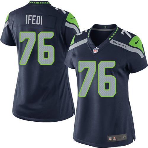 Women's Elite Germain Ifedi Nike Jersey Navy Blue Home - #76 NFL Seattle Seahawks